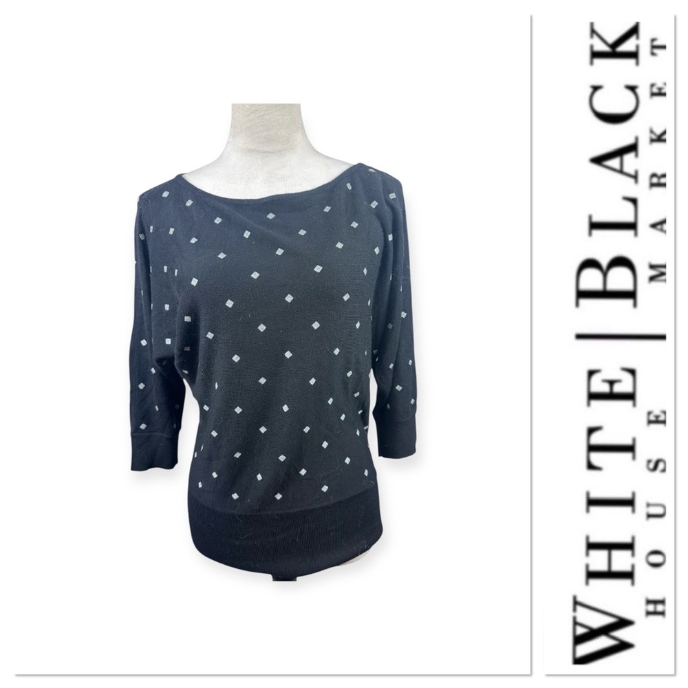 White House Black Market sweater with white diamond print size small